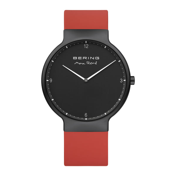 Bering Gents Max René 40mm Black Red Silicone Strap Watch