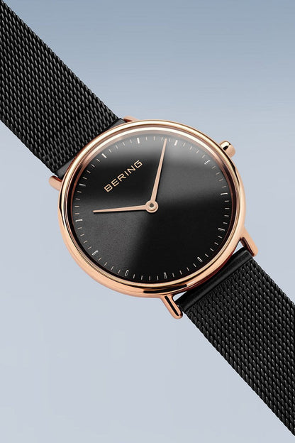 Bering Classic 27mm Ultra Slim  Black Milanese Strap Watch