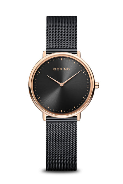 Bering Classic 27mm Ultra Slim  Black Milanese Strap Watch