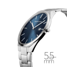 Load image into Gallery viewer, Bering Ultra Slim 40mm Blue Dial Polished Silver Strap Watch