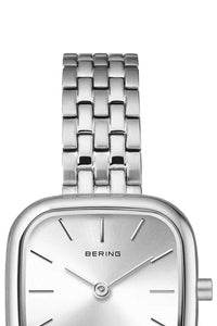 Bering Classic Ladies 26mm Square Case Silver Metal Strap Watch