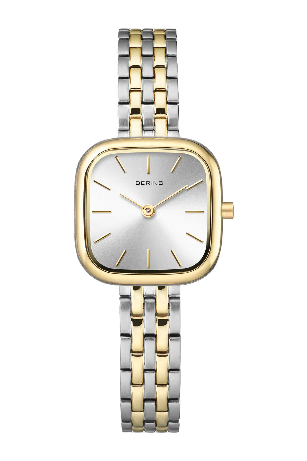 Bering Classic Ladies 26mm Square Case Two Tone Metal Strap Watch