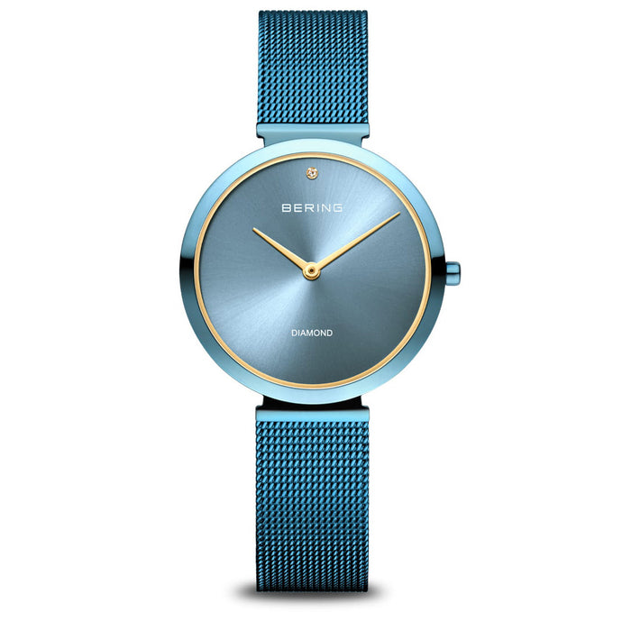 Bering Charity 32mm Blue Milanese Strap Watch