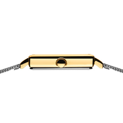 Bering Classic 26mm Polished Gold Case and Silver Strap Watch