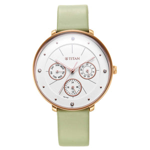 Titan Neo White Dial Analogue Leather Strap Watch for Women