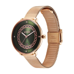 Titan Marhaba Green Dial Analogue Stainless Steel Strap watch for Women