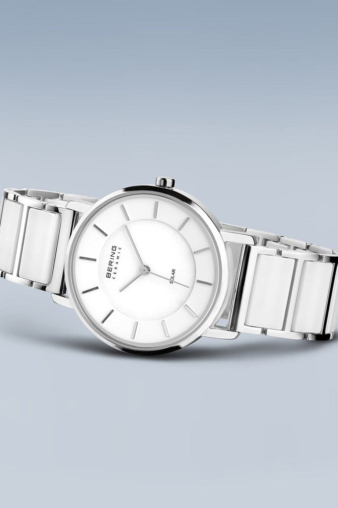 Bering Solar 41mm White Dial White Ceramic Strap Watch