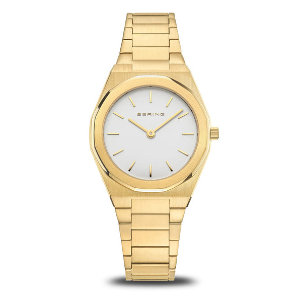 Bering Ladies Classic Polished 32mm Gold Strap Watch