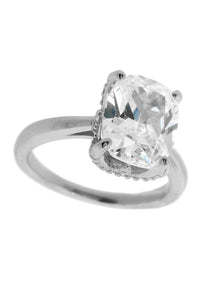 SYDNEY SOIRÉE ELAINE CUSHION CUT RING SILVER