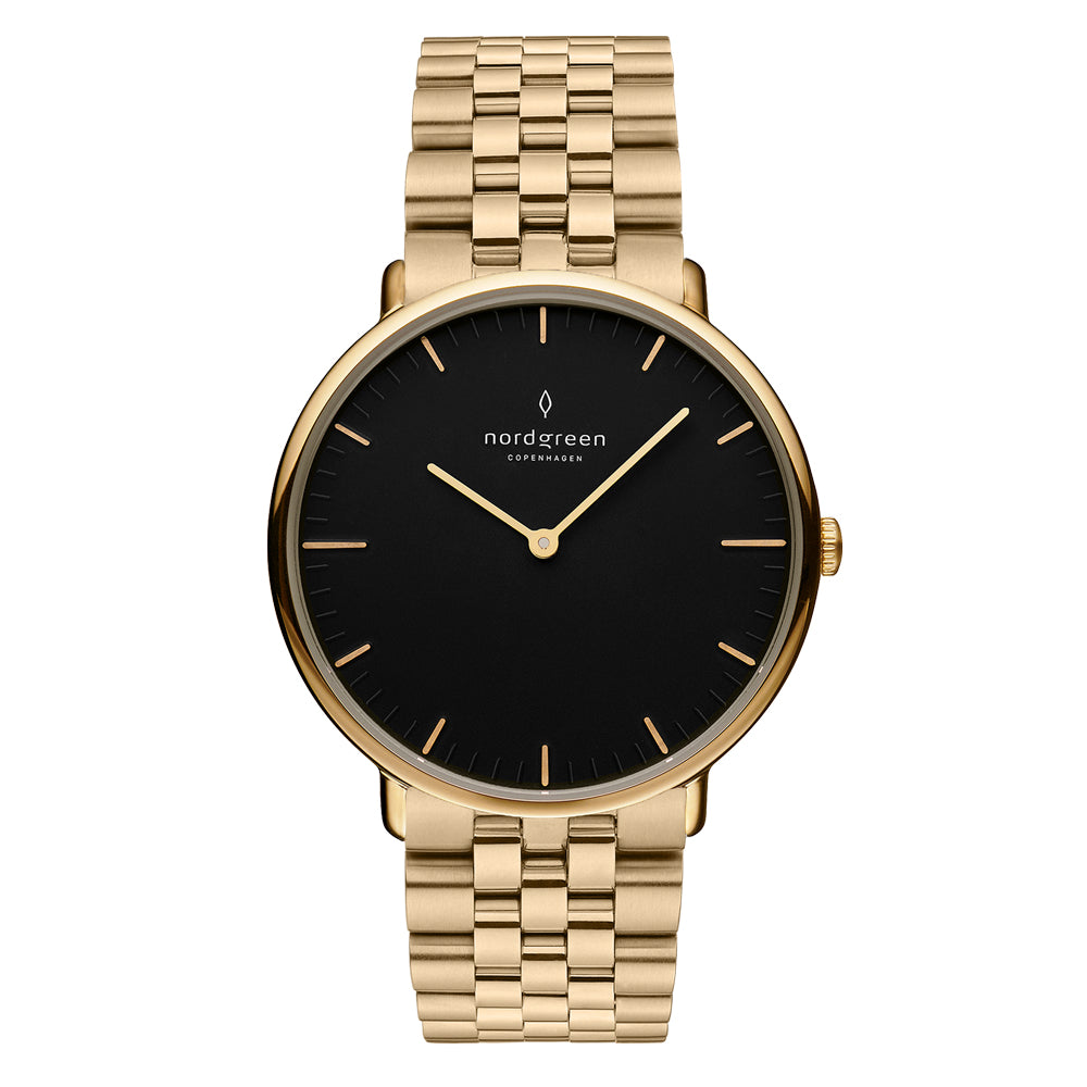 Nordgreen Native 36mm 5 Link Gold Bracelet Watch