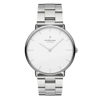 Nordgreen Native 36mm 3 Link Silver Watch