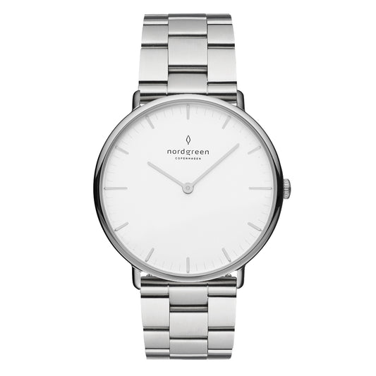 Nordgreen Native 36mm 3 Link Silver Watch