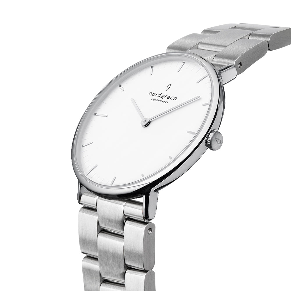 Nordgreen Native 36mm 3 Link Silver Watch