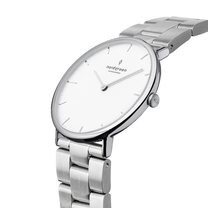 Nordgreen Native 36mm 3 Link Silver Watch