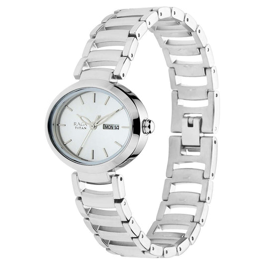 Titan Raga Viva Silver Metal Analogue Strap Watch for Women