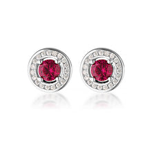 Load image into Gallery viewer, MILESTONE RUBY HALO EARRINGS IN SILVER