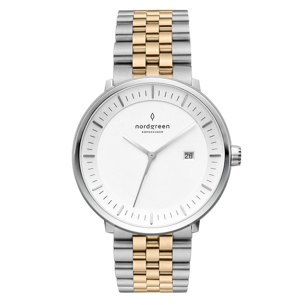 Nordgreen Philosopher 36mm Silver Two Tone Bracelet Watch