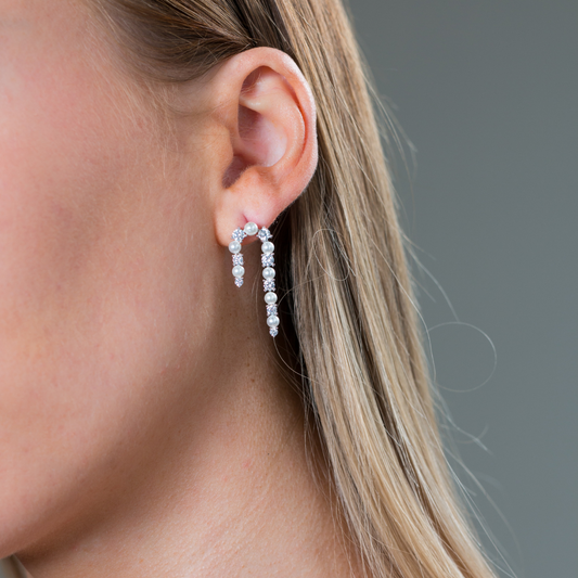 NOEL NIGHTS CANDY CANE EARRINGS SILVER