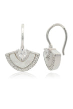 Load image into Gallery viewer, CHIC NOEL MOTHER OF PEARL FAN EARRINGS SILVER