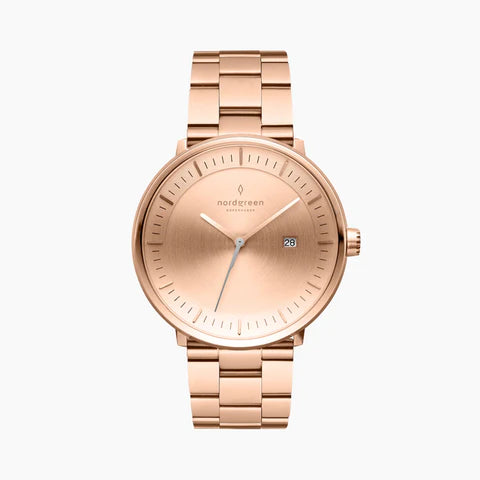 Nordgreen Philosopher 40mm Rose Gold Automatic with 3-Link Strap Watch