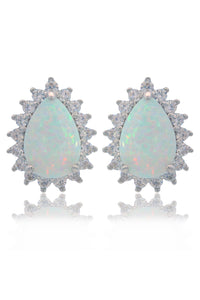 OPAL GLOW ROZELLE WHITE CREATED OPAL EARRINGS SILVER