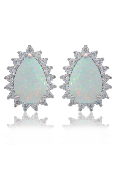 OPAL GLOW ROZELLE WHITE CREATED OPAL EARRINGS SILVER