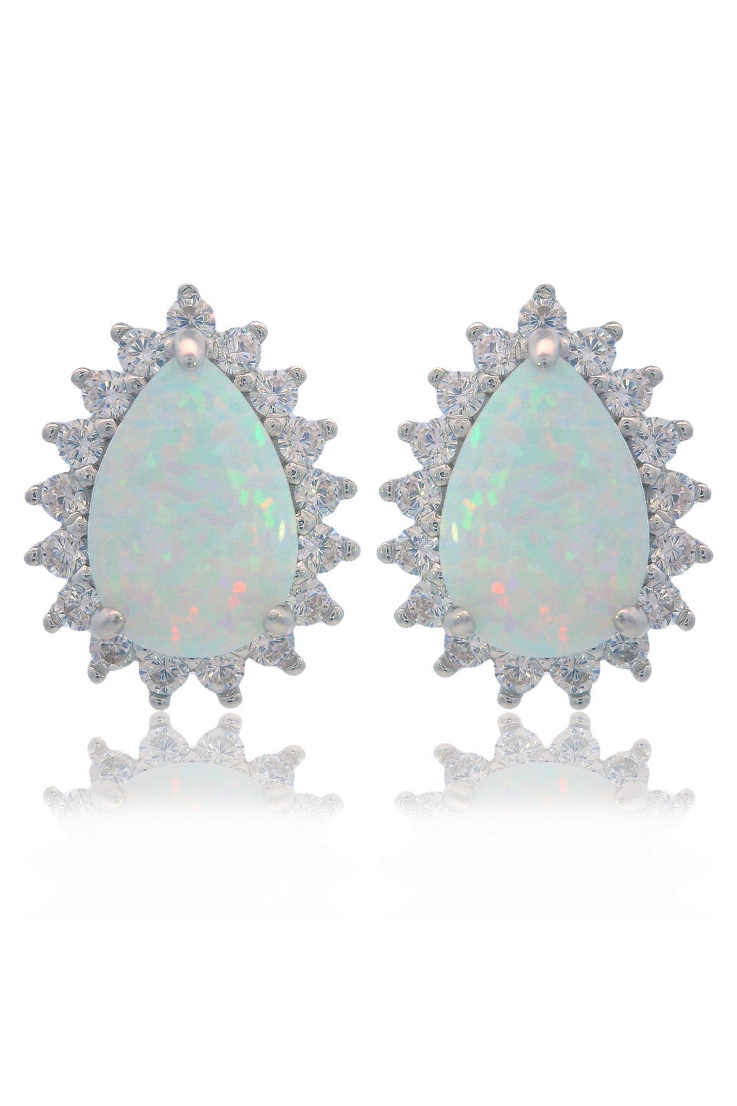 OPAL GLOW ROZELLE WHITE CREATED OPAL EARRINGS SILVER