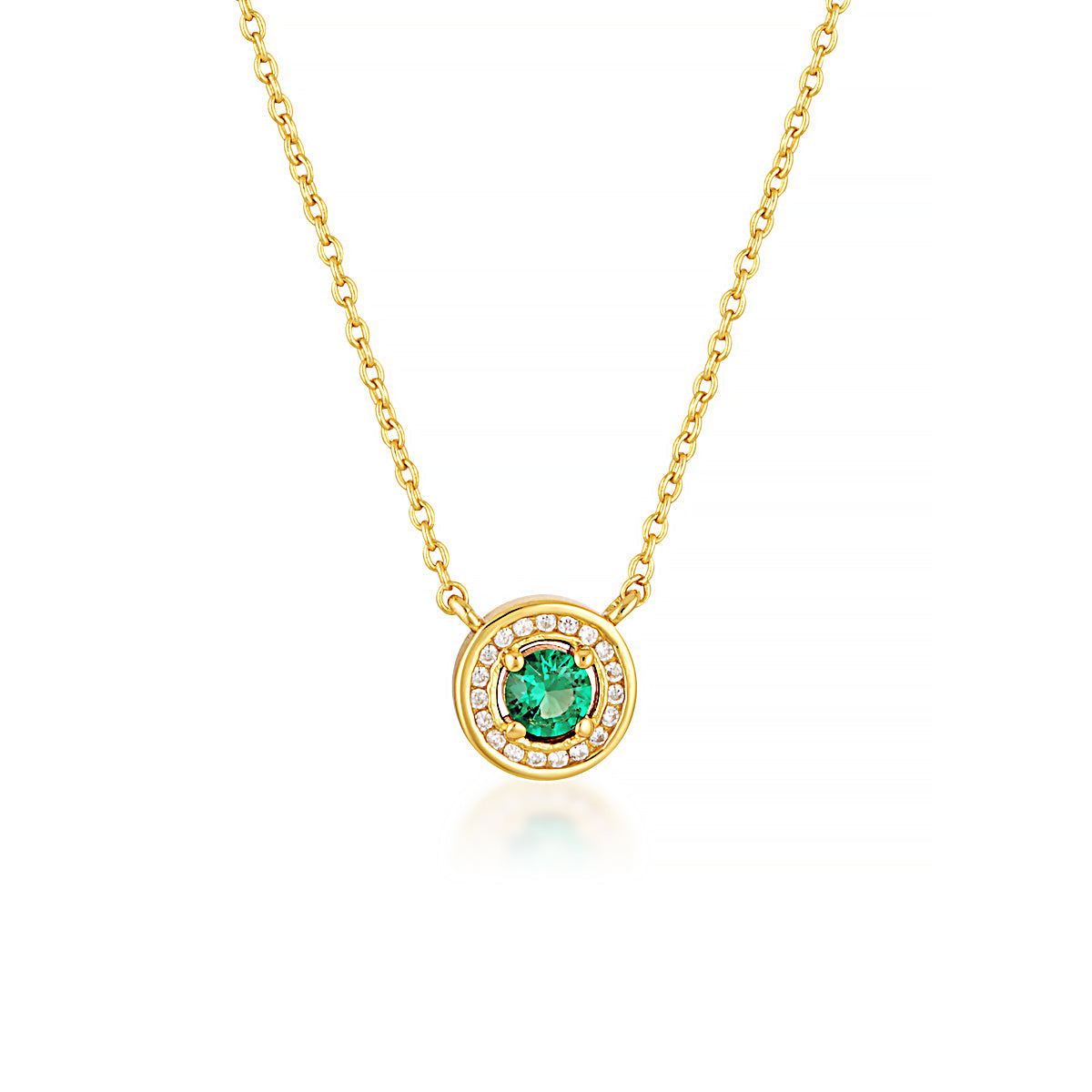 MILESTONE EMERALD HALO PENDANT IN GOLD