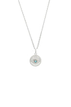 Load image into Gallery viewer, OPAL GLOW BLUE CREATED OPAL EVIL EYE MEDALION SILVER