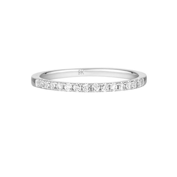 GEORGINI GOLD ROUND BRILLIANT CUT MOISSANITE WEDDING BAND IN 9CT WHITE GOLD