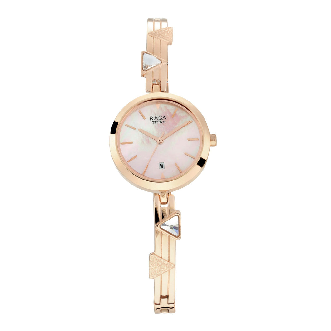 Titan Raga Viva Mother of Pearl Dial Women Watch With Metal Strap