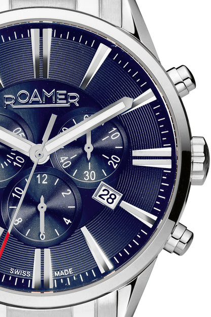 Roamer Superior Chronograph 44mm Blue Dial  Stainless Steel Strap Watch