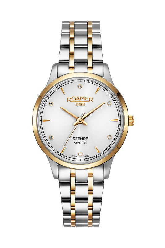 Roamer Seehof 34mm White Dial Two Tone Stainless Steel Strap Watch