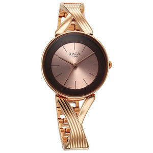 Titan Raga Chic Quartz Analogue Rose Gold Dial Metal Strap Watch for Women