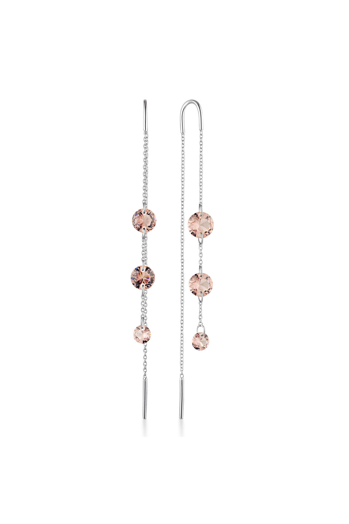 MIRAGE ETHEREAL MORGANITE THREADER EARRING SILVER