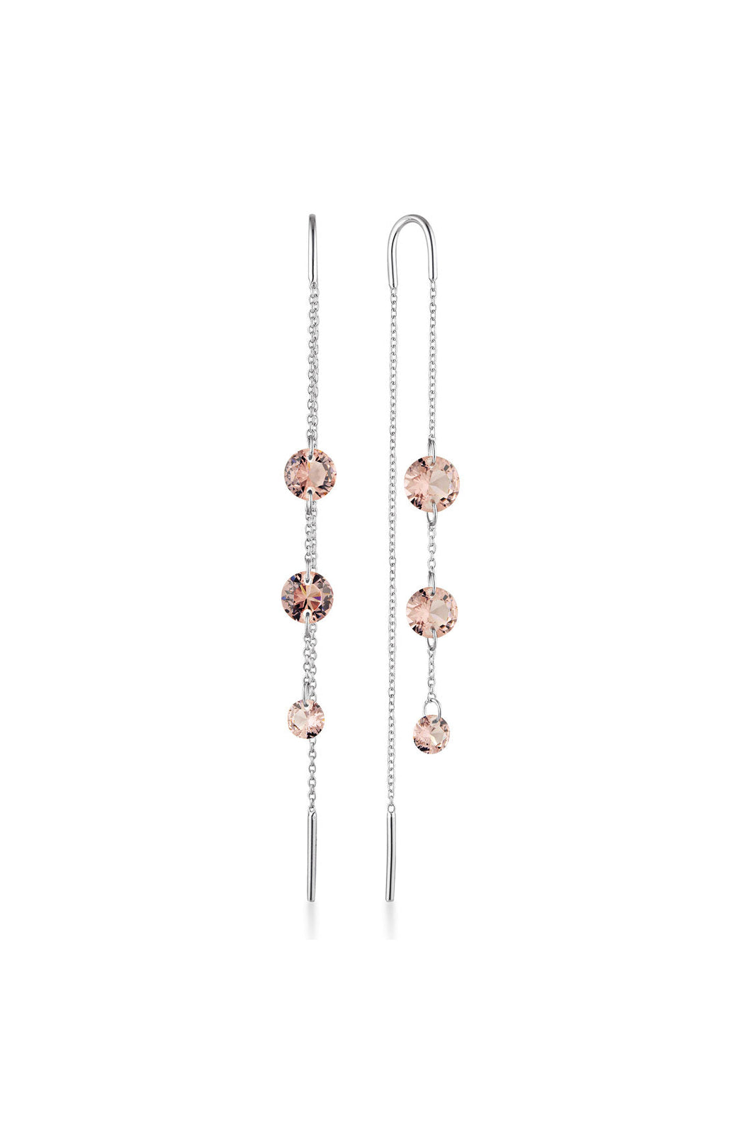 MIRAGE ETHEREAL MORGANITE THREADER EARRING SILVER