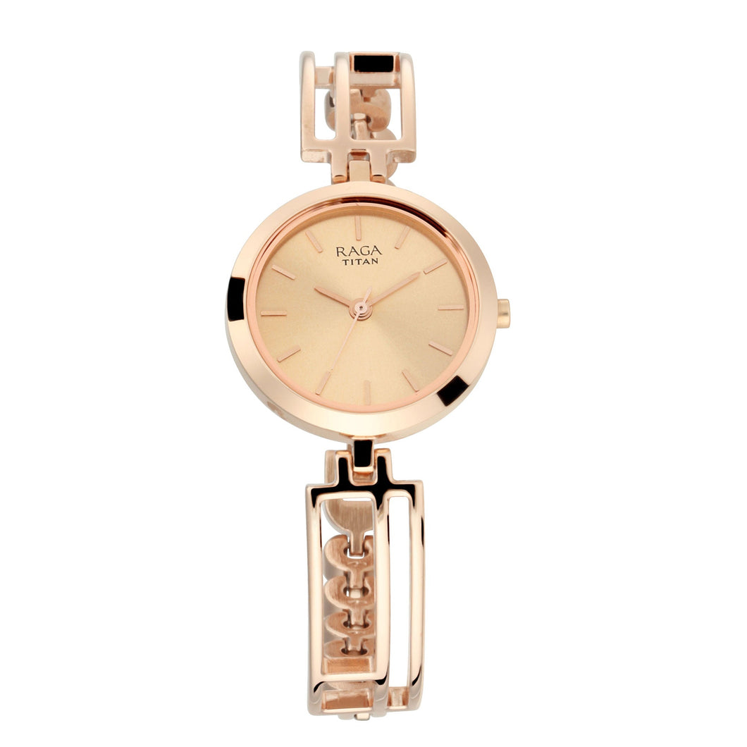 Titan Raga Viva Rose Gold Metal Analogue Strap Watch for Women