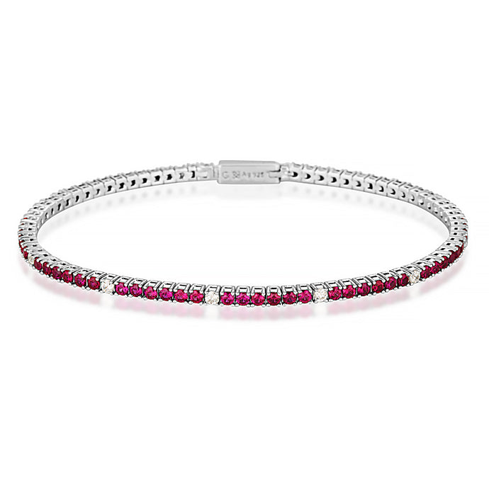 MILESTONE RUBY 2MM TENNIS BRACELET IN SILVER