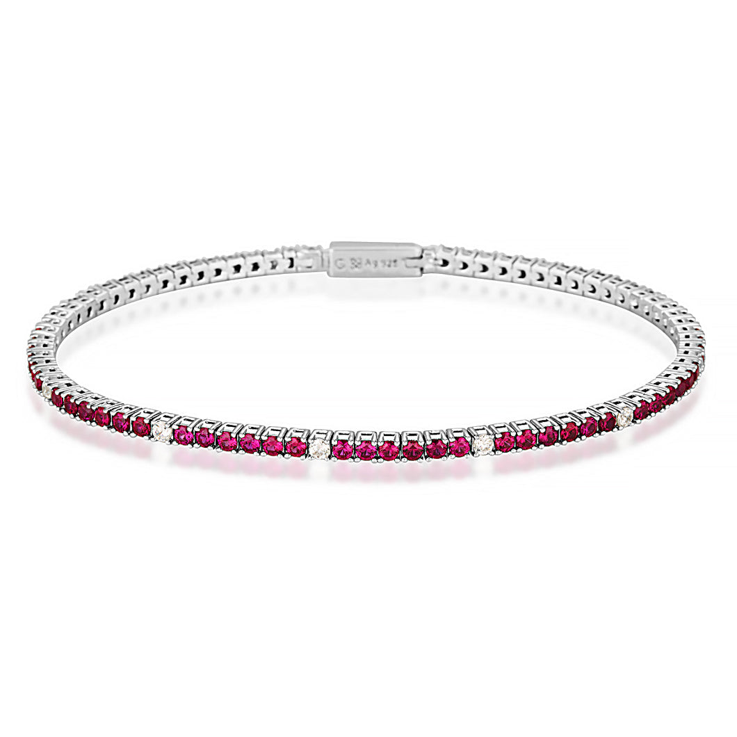 MILESTONE RUBY 2MM TENNIS BRACELET IN SILVER