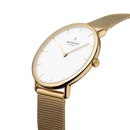 Nordgreen Native 28mm Gold Milanese Mesh Watch