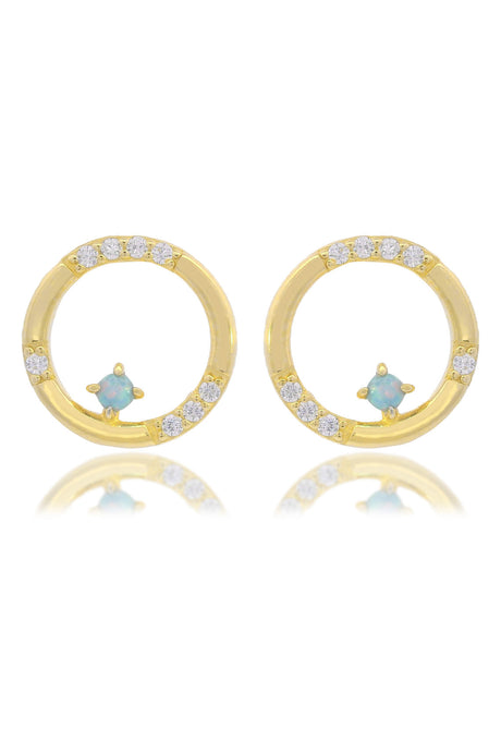 OPAL GLOW BLUE CREATED OPAL CIRCLE EARRINGS GOLD