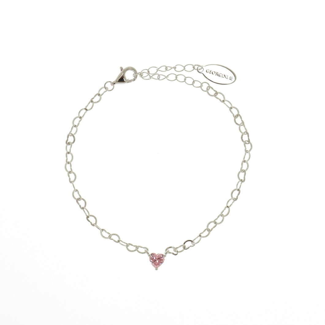 SWEETHEART HEART CHAIN BRACELET PINK SILVER