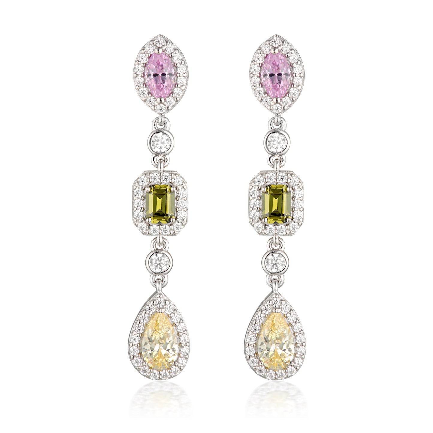 SUMMER SORBET PINA COLADA MULTI COLOURED EARRINGS SILVER