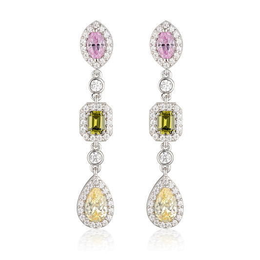 SUMMER SORBET PINA COLADA MULTI COLOURED EARRINGS SILVER