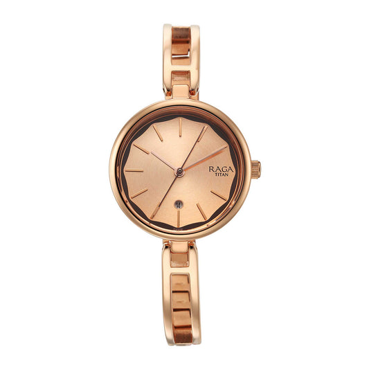 Titan Raga Viva Rose Gold Dial Analogue with Date Metal Strap watch for Women