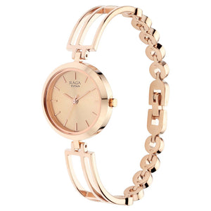 Titan Raga Viva Rose Gold Metal Analogue Strap Watch for Women