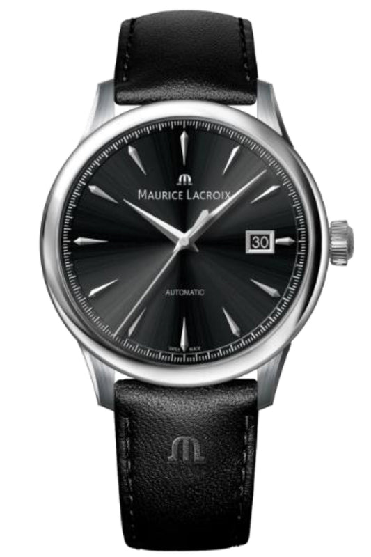 Maurice Lacroix 1975 Collection 39mm Black Dial Easy Change Black Leather Strap Watch