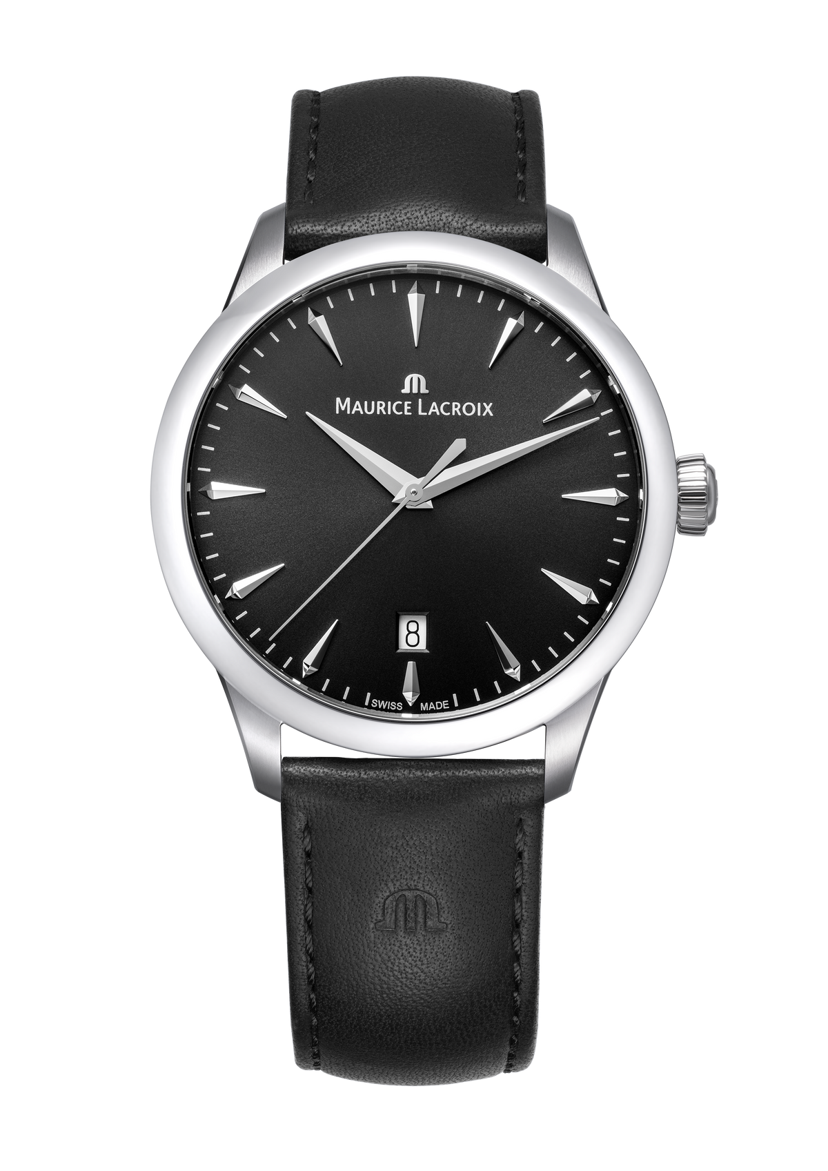 Maurice Lacroix 1975 Collection 39mm Black Dial Easy Change Black Leather Strap Watch