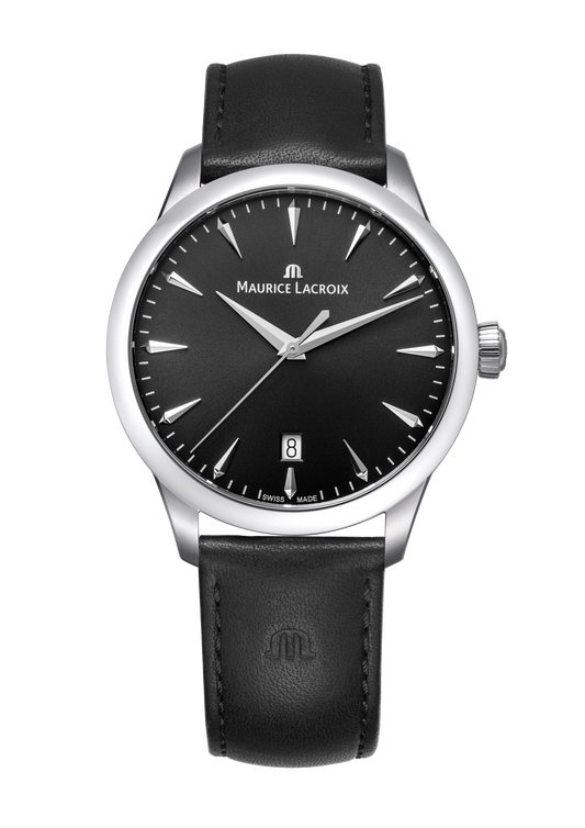 Maurice Lacroix 1975 Collection 39mm Black Dial Easy Change Black Leather Strap Watch
