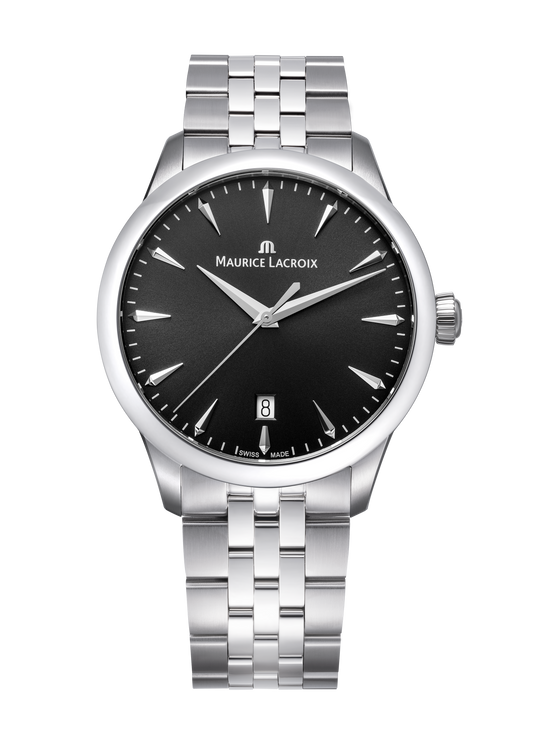 Maurice Lacroix 1975 Collection 39mm Black Dial Easy Change Stainless Steel Strap Watch